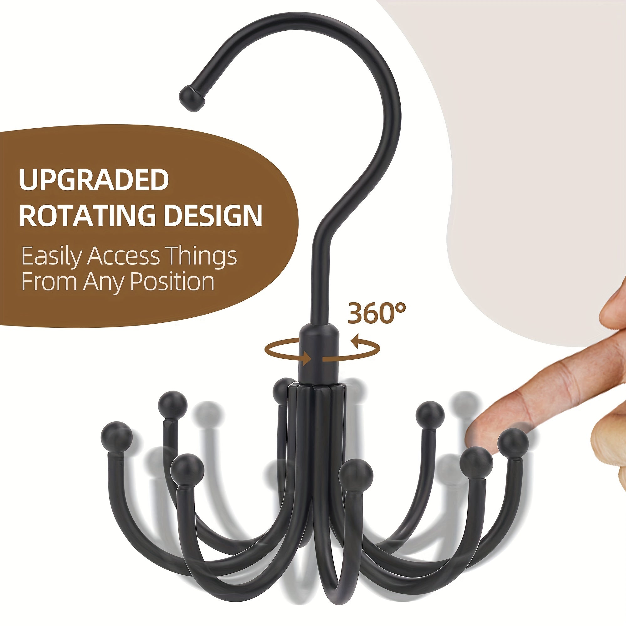 Large Capacity Stainless Steel Belt Storage Hanger with Rotating Hooks for Ties Bras Socks Underwear and Vests