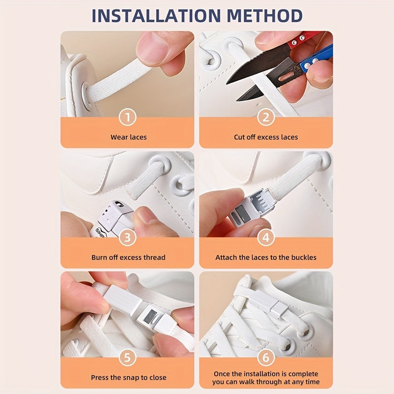 Magnetic No-Tie Elastic Shoelaces for Sneakers and Boots, Easy to Use