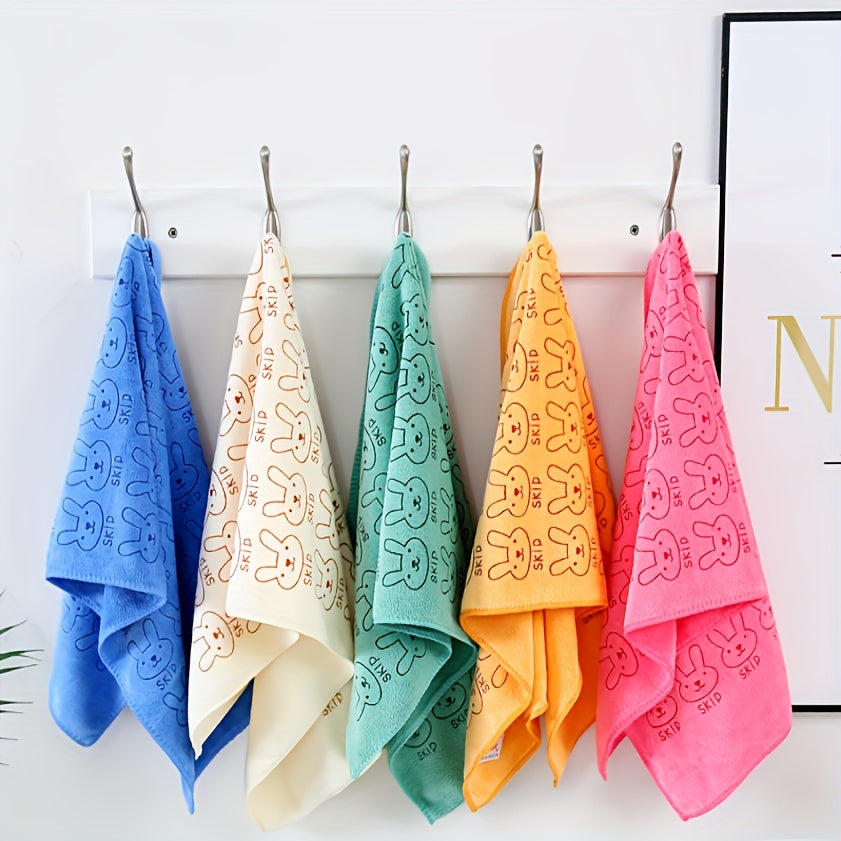 Set of 5 Cartoon Colorful Pet Bath Towels for Cats and Dogs Soft Absorbent