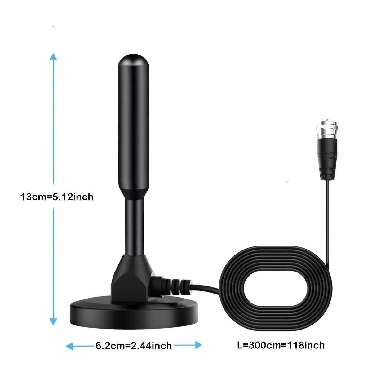 Indoor Digital TV Antenna 2025 Upgraded Magnetic Base 360° Long-Range Reception