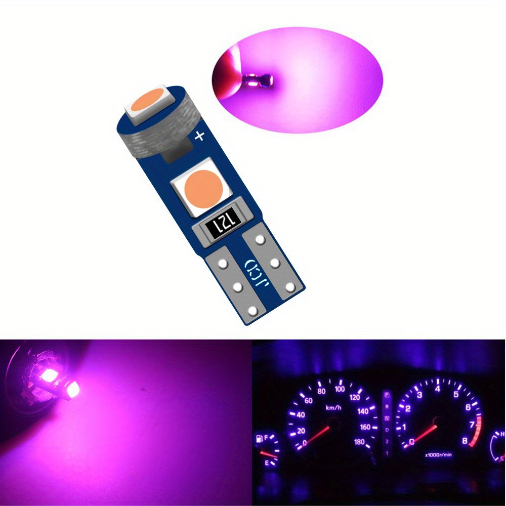 10 piezas de luces LED T5 para tablero de coche, lámpara interior, 12V, blanco brillante