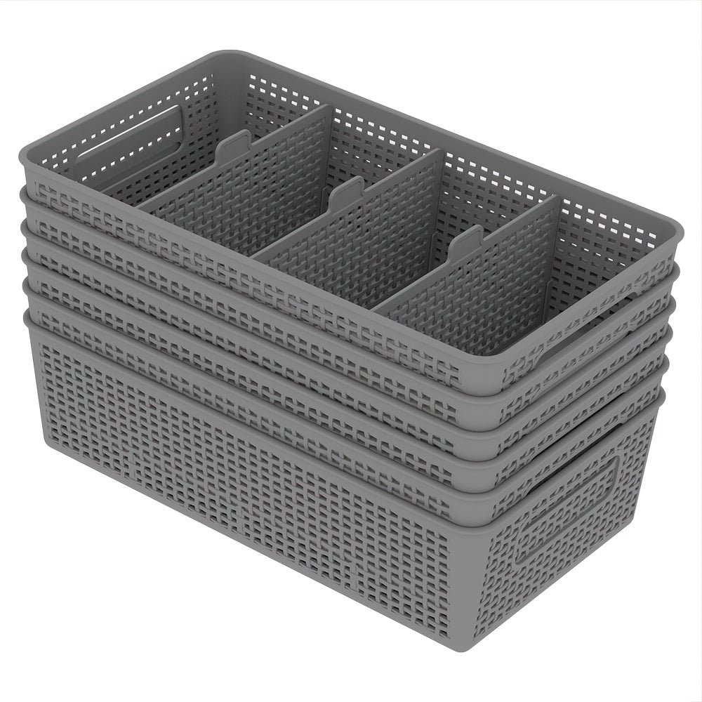 Multi-Purpose Woven Storage Box with Divider for Bathroom and Kitchen Cabinets 1-8 Pieces