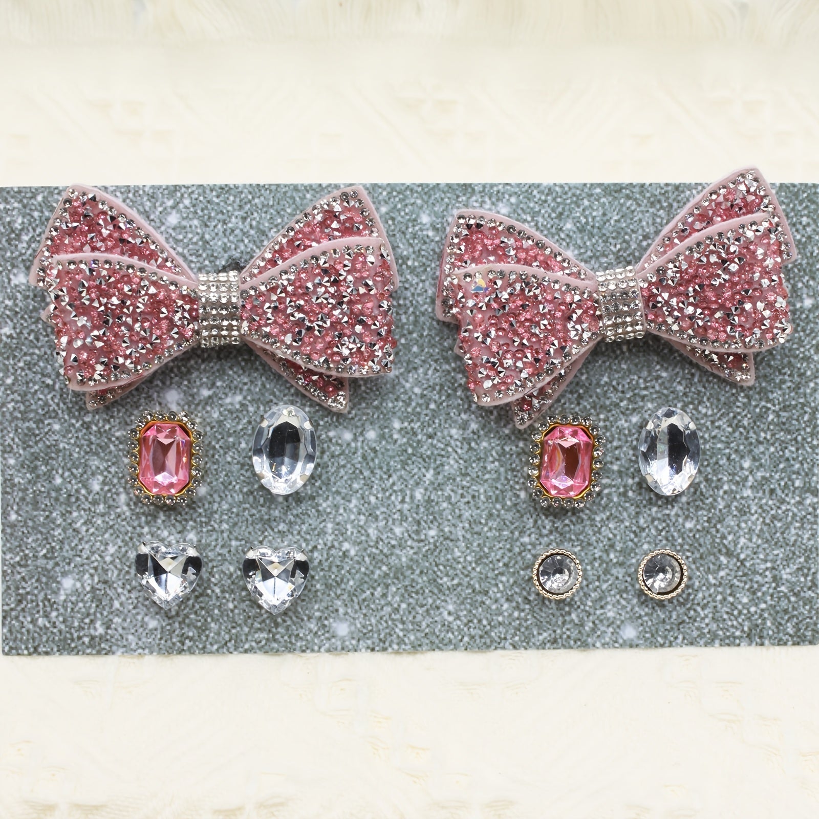 Women Shoe Charms Set With Rhinestone Bows, ABS Material Shoe Decorations