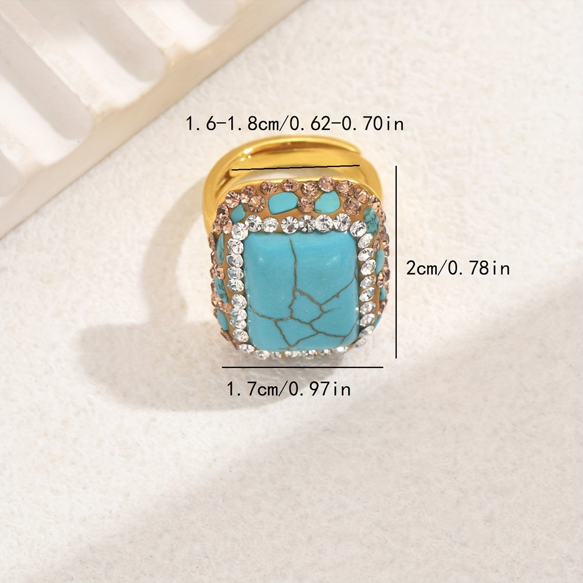 Vintage-Inspired Boho Turquoise Statement Ring for Women Jewelry Gift