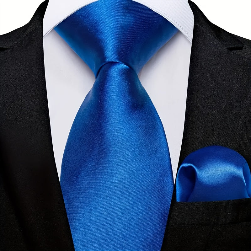 Erkaklar uchun bir rangli galstuk va cho'ntak sharf to'plami, biznes rasmiy tadbirlar uchun