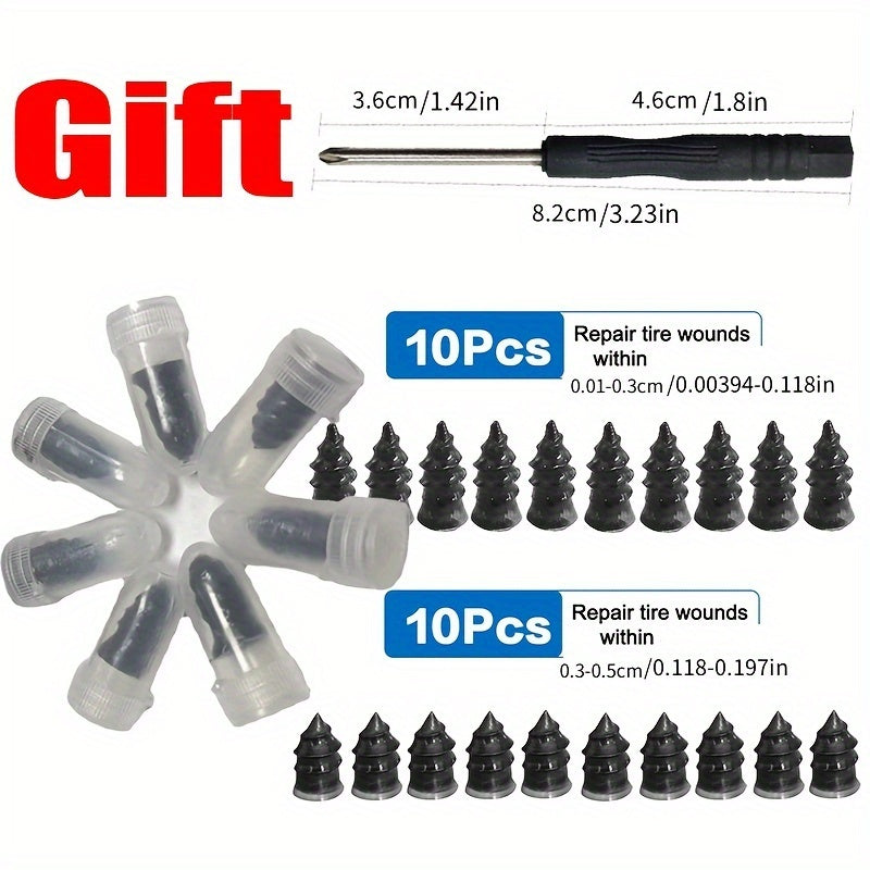 Emergency Tire Repair Kit Synthetic Rubber Plugs with Tool for Cars Bikes Trucks