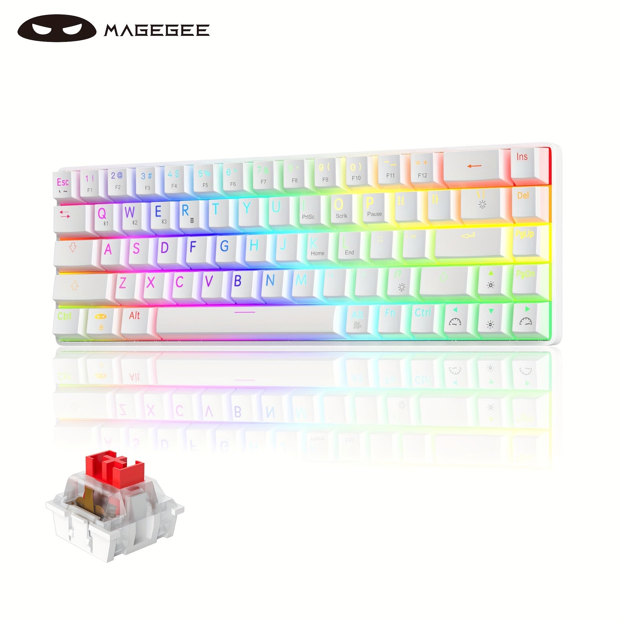 Teclado mecánico compacto para juegos del 60% con interruptores azules, retroiluminación LED, ergonómico para Windows, Mac, PC y portátil