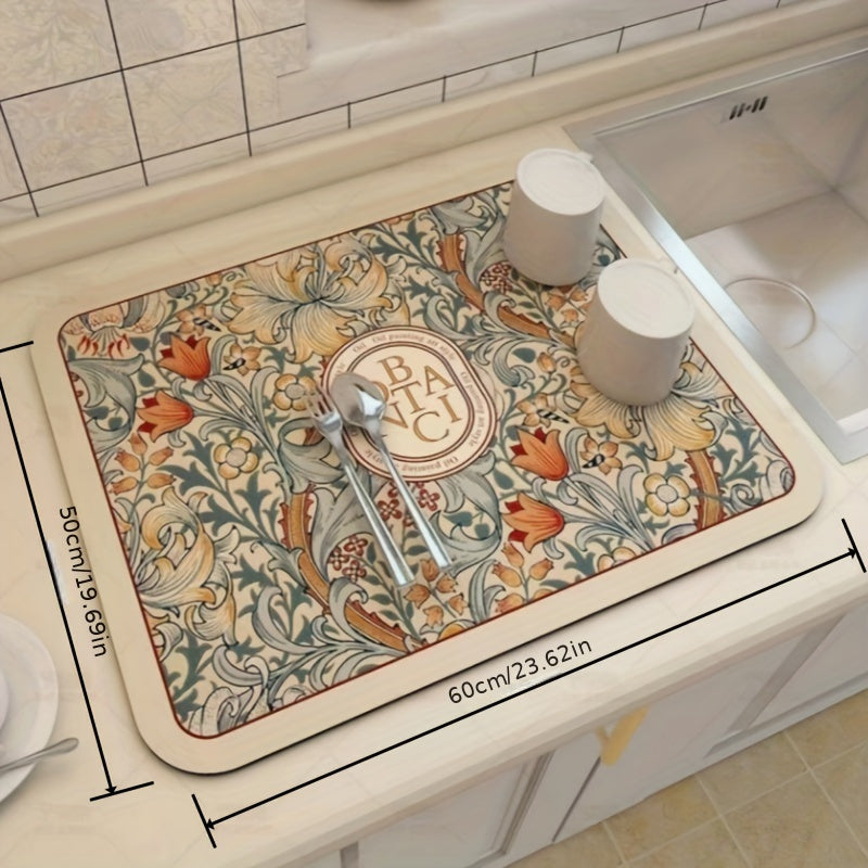 Diatomite Kitchen Drying Mat Non-Slip Washable Heat-Resistant Absorbent Pad