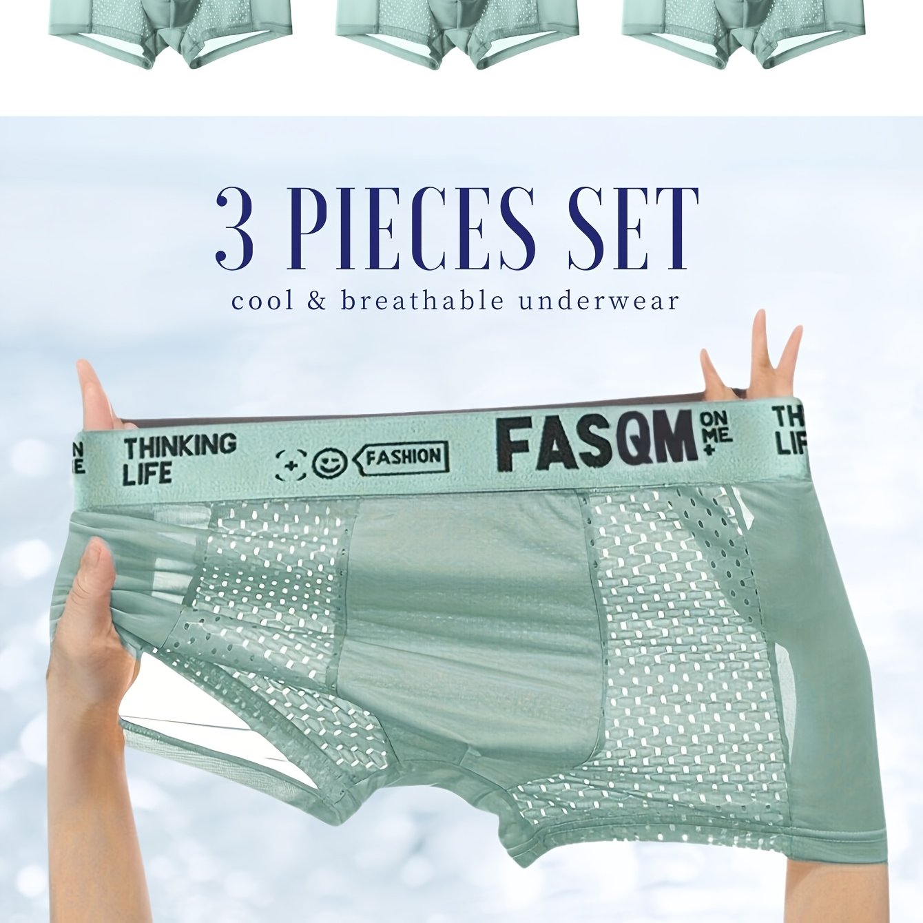 Men's Multicolor Mesh Patch Trunks Briefs Stretchy Plain Color Sky Blue Black Gray