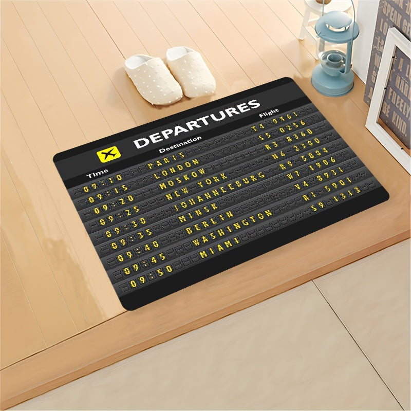 Flannel Door Mat Non-Slip Travel-Inspired Design Easy to Clean Indoor Outdoor