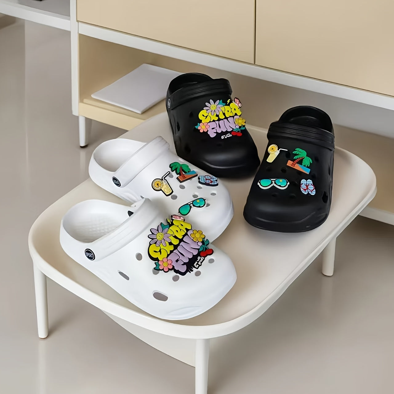 Women's Summer Beach Sandals Eva Flat Sole White Casual Slip-On Shoes