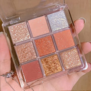 9 Color Eyeshadow Palette Shimmer Matte Pink Brown Purple Silver Festive Makeup