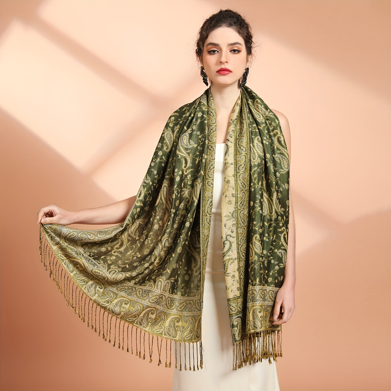 Vintage Boho Paisley Jacquard Tassel sharfi, kuz va qish uchun yumshoq, issiq shalvar