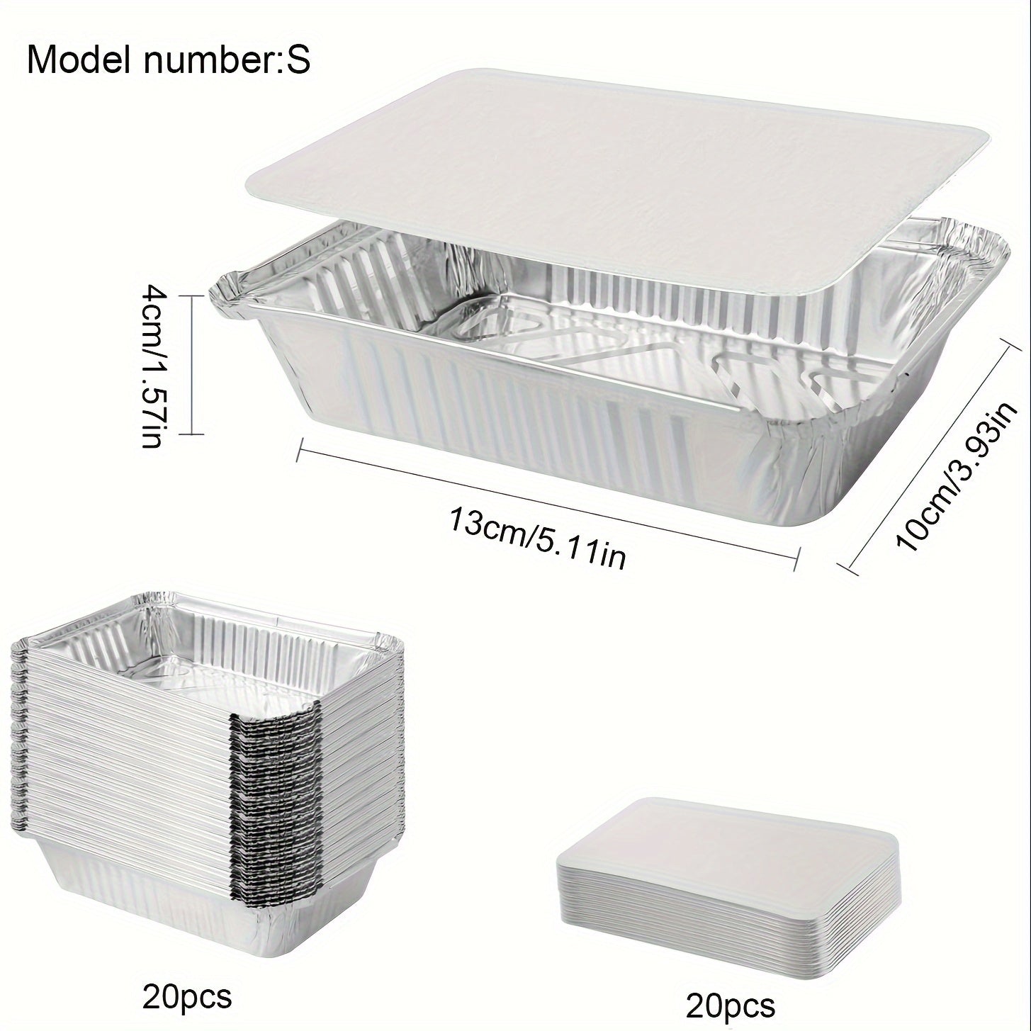 Set of 20 Reusable Aluminum Foil Pans with Lids Food Storage Baking Meal Prep