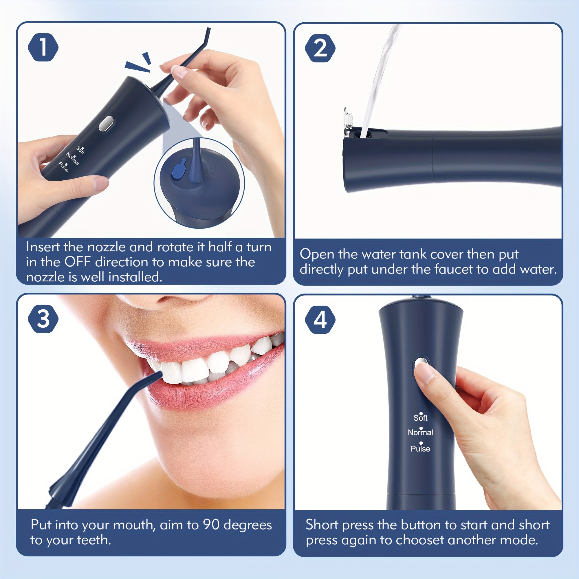 3 ta rejimli simsiz suv tozalash qurilmasi, 6 ta jet shlangi, USB orqali quvvatlanadigan 1200mAh batareya bilan