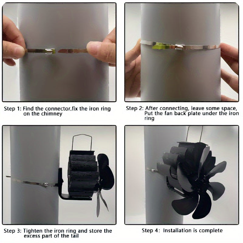 6-Blade Fireplace Fan for Wood Stoves and Chimneys Heat Circulator No Power