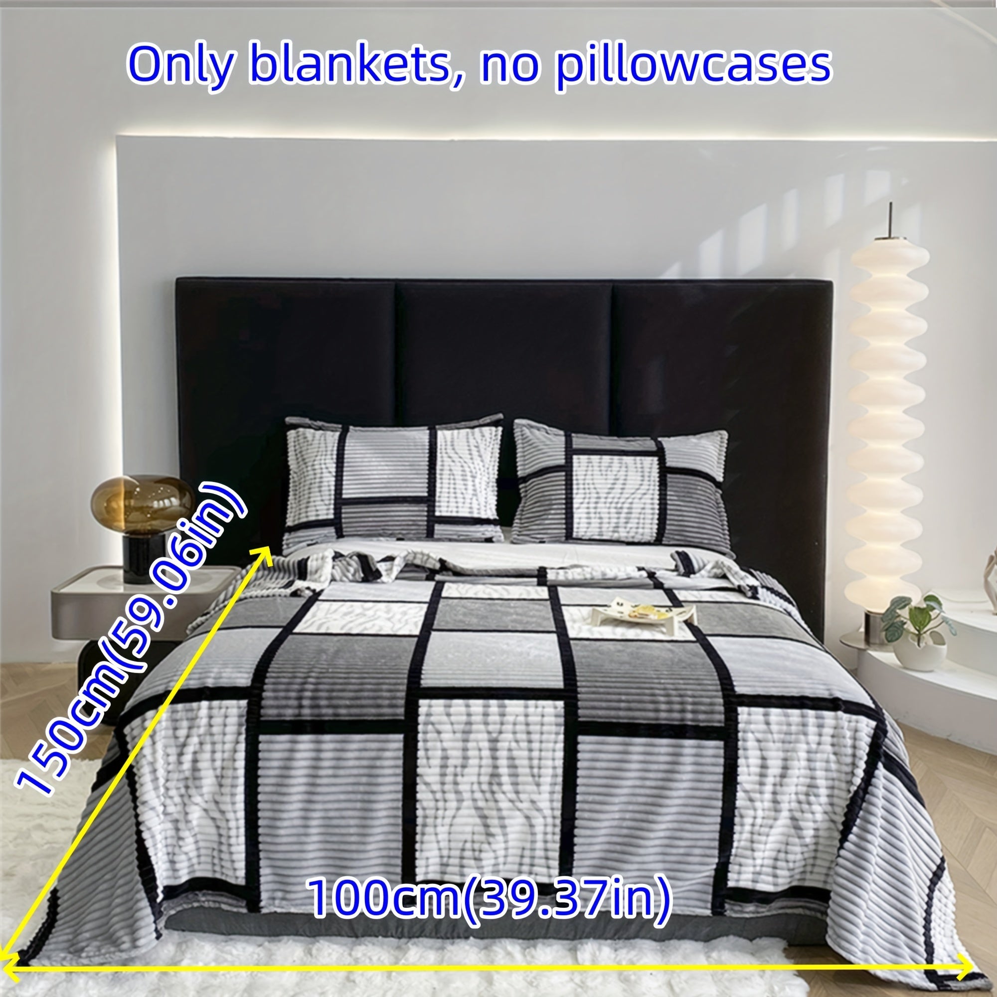 Striped Grid Blanket Lightweight Breathable All-Season Sofa Bed Travel 1 Piece