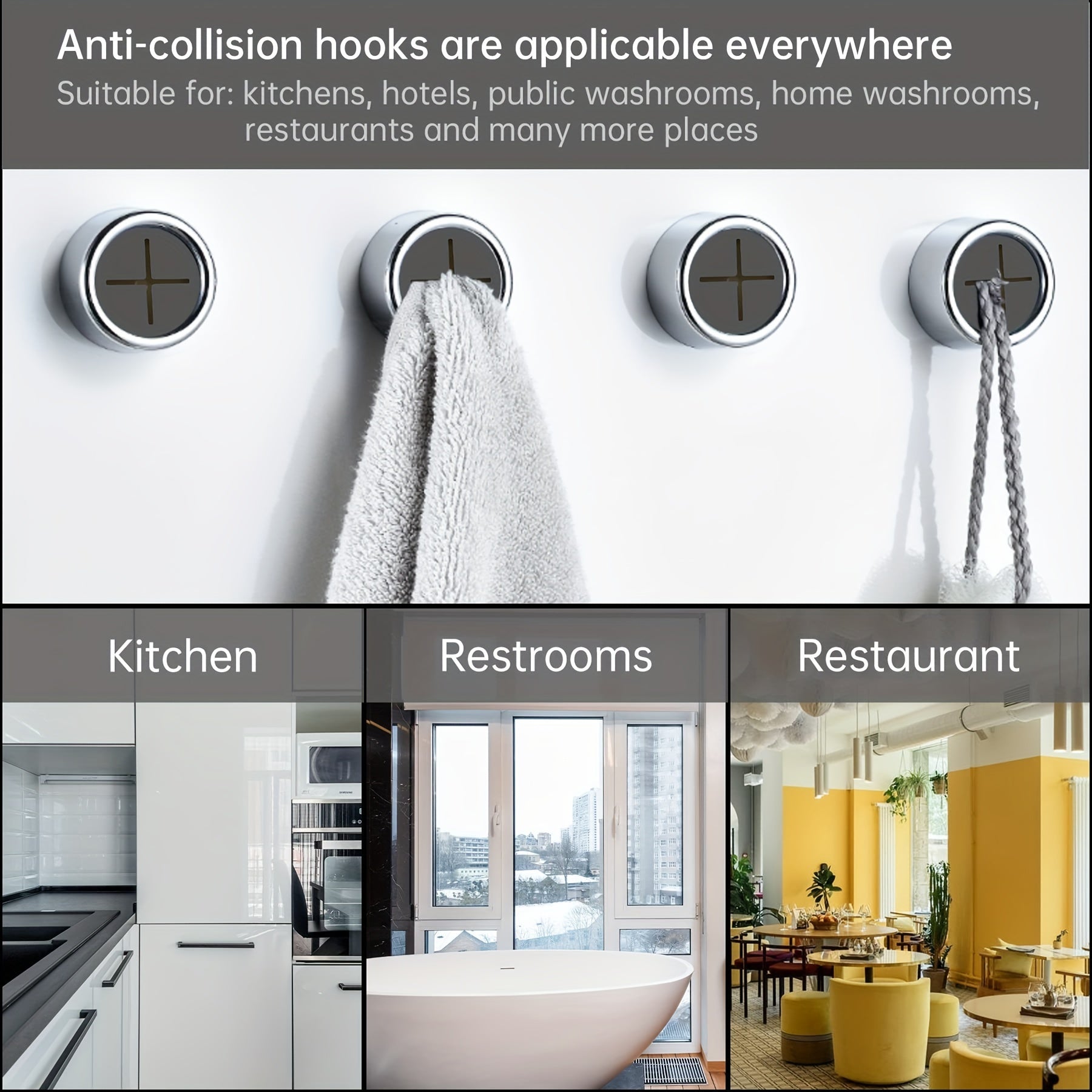 Kitchen Towel Holder Set of 3 Self-Adhesive Wall Mounts for Bathroom Kitchen Garage