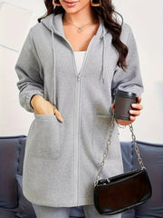 Women's Plus Size Full Zip Hoodie with Pocket Casual Fall Winter Polyester
