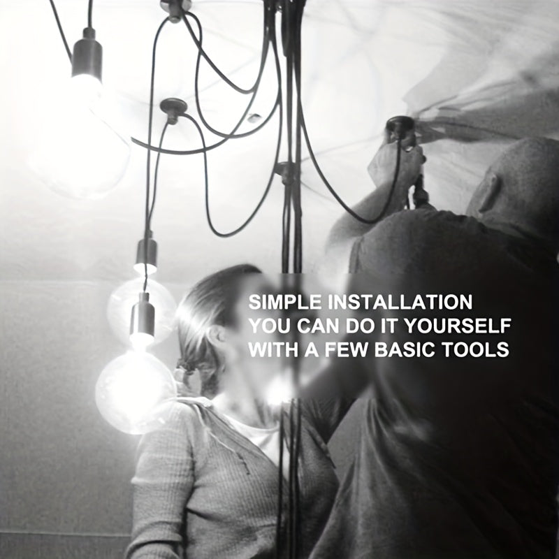 Sanoat uslubidagi ovqatlanish chandeli, sozlanadigan DIY yoritish va bir nechta boshlar bilan. Antik klassik shiftga osilgan o'rgimchak lampasi.