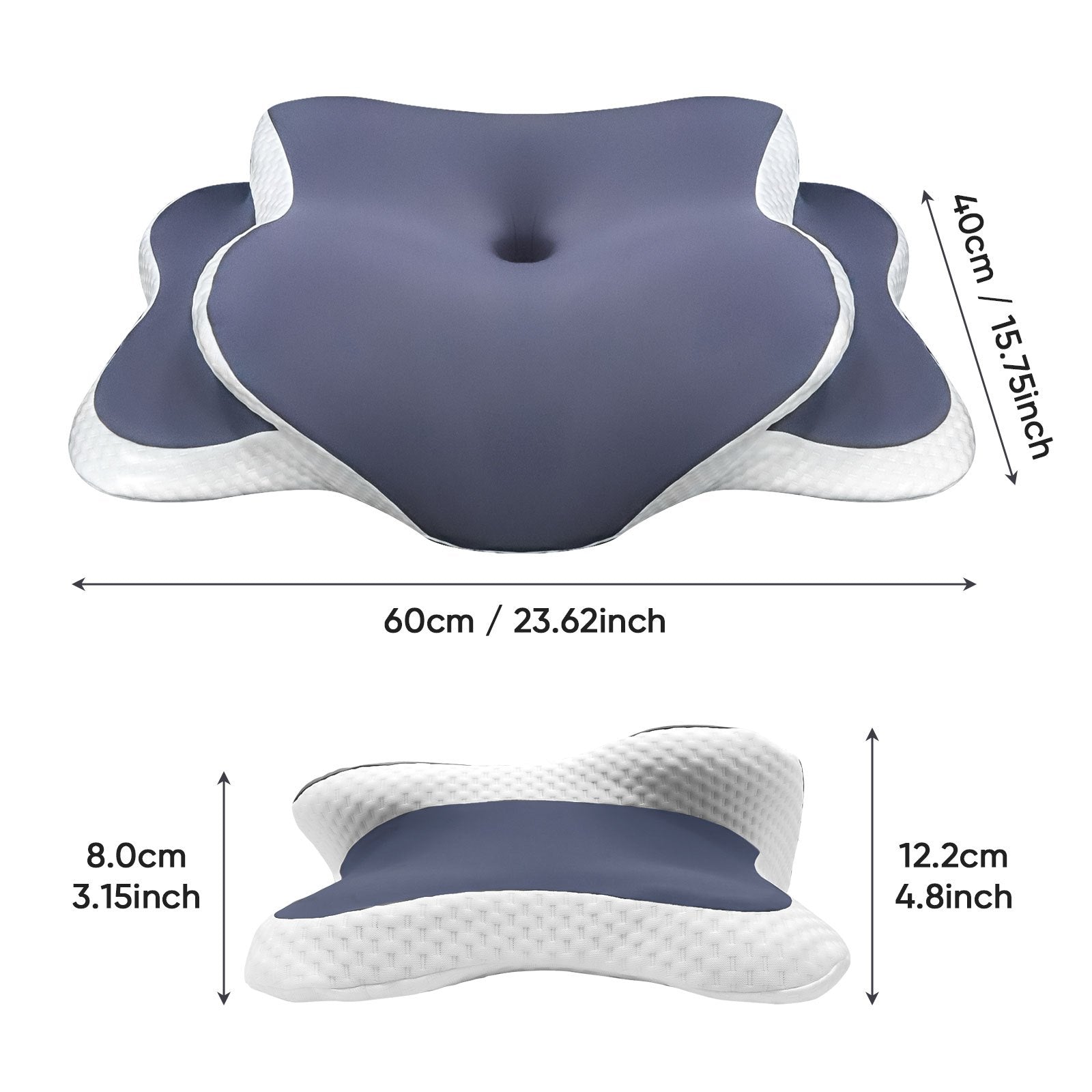 Adjustable Memory Foam Neck Pillow for All Sleeping Positions Grey