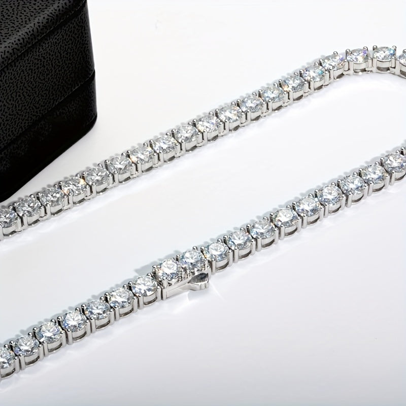 Sterling Silver Moissanite Tennis Necklace 6.5mm Mixed Row 18 20 22 Inches