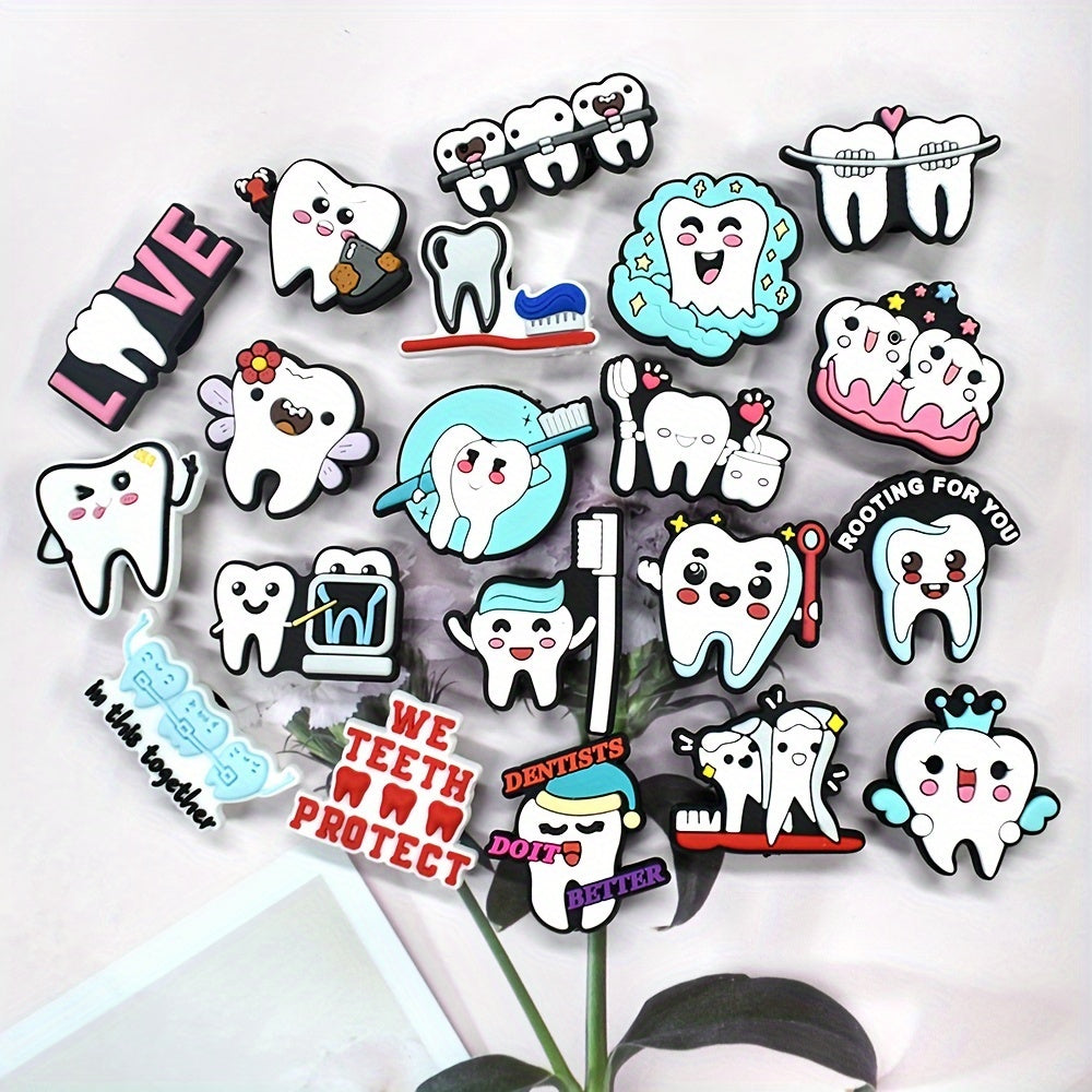 20Pcs Tooth-Shaped Shoe Charms Plastic DIY Sandals Garden Shoes Accessories