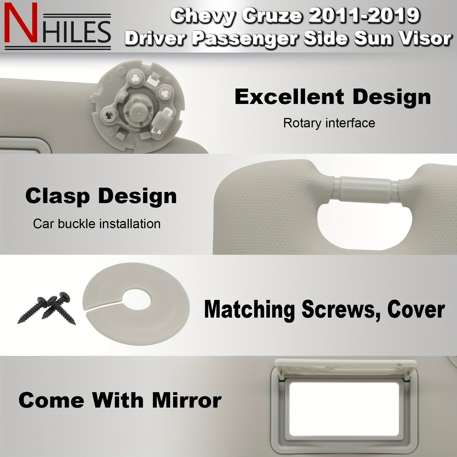 Driver And Passenger Sun Visor Replacement Durable Black for Cruze