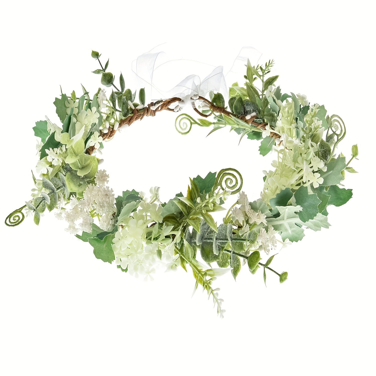 Artificial Baby's Breath Flower Crown Headband Floral Headpiece for Weddings Parties Festivals