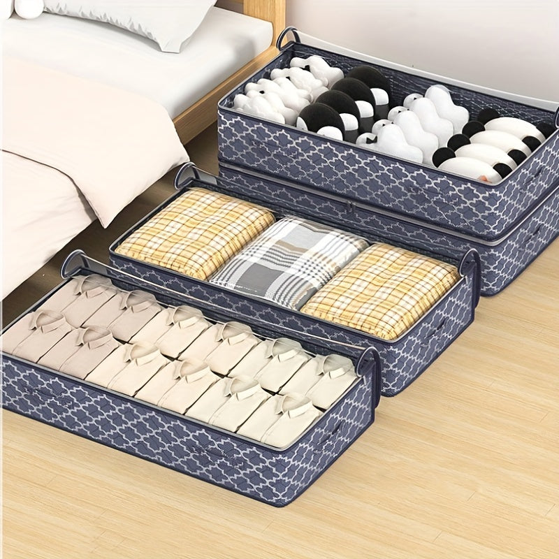 Large Under Bed Storage Bag with Clear Window Non-Woven Fabric Dual Zipper Organizer
