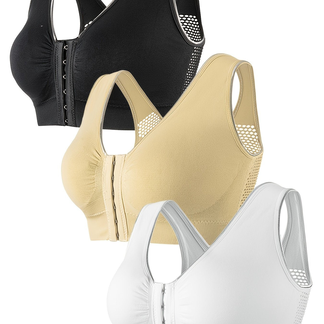 Women’s Summer Breathable Bra Set 3 Piece Lingerie Set Small Gather Front Buckle