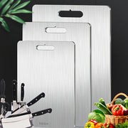 Set of 3 Reversible Stainless Steel Cutting Boards for Kitchen and Food Prep