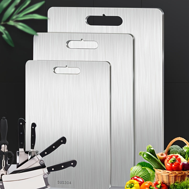 Set of 3 Reversible Stainless Steel Cutting Boards for Kitchen and Food Prep