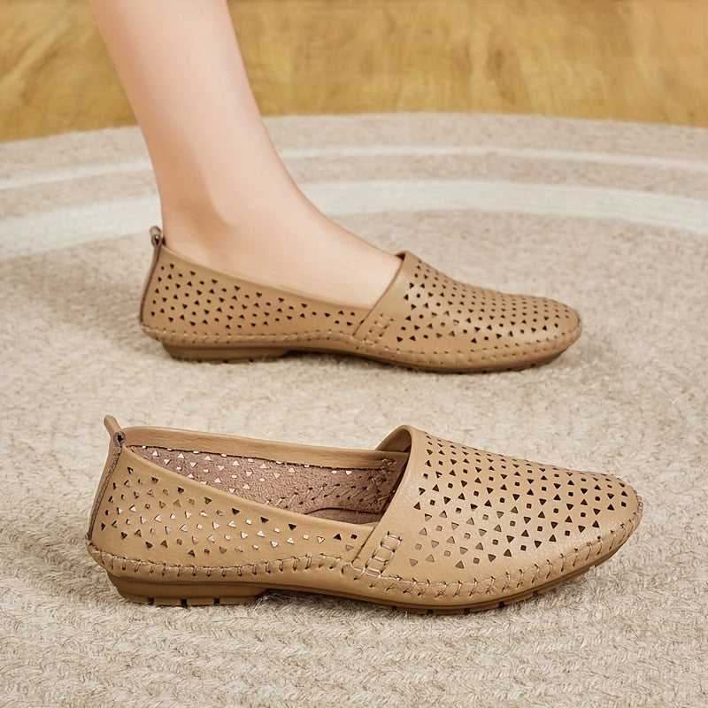 Women's Breathable Summer Slip-On Loafers Casual Round Toe Non-Slip Lightweight PU