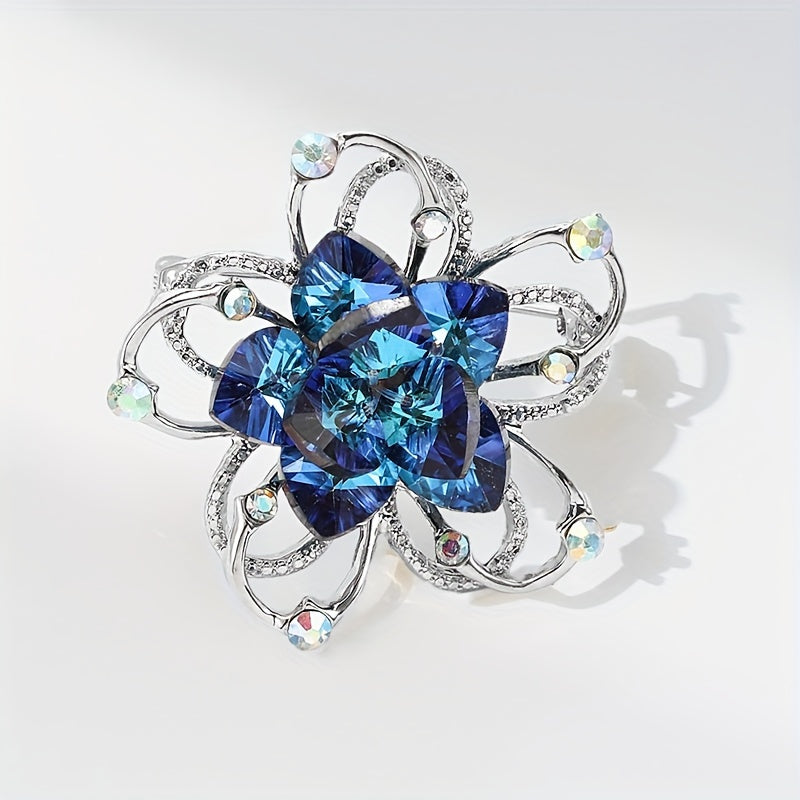 Elegant Flower Brooch with Rhinestones for Ladies Accessories Bags Hats Coats