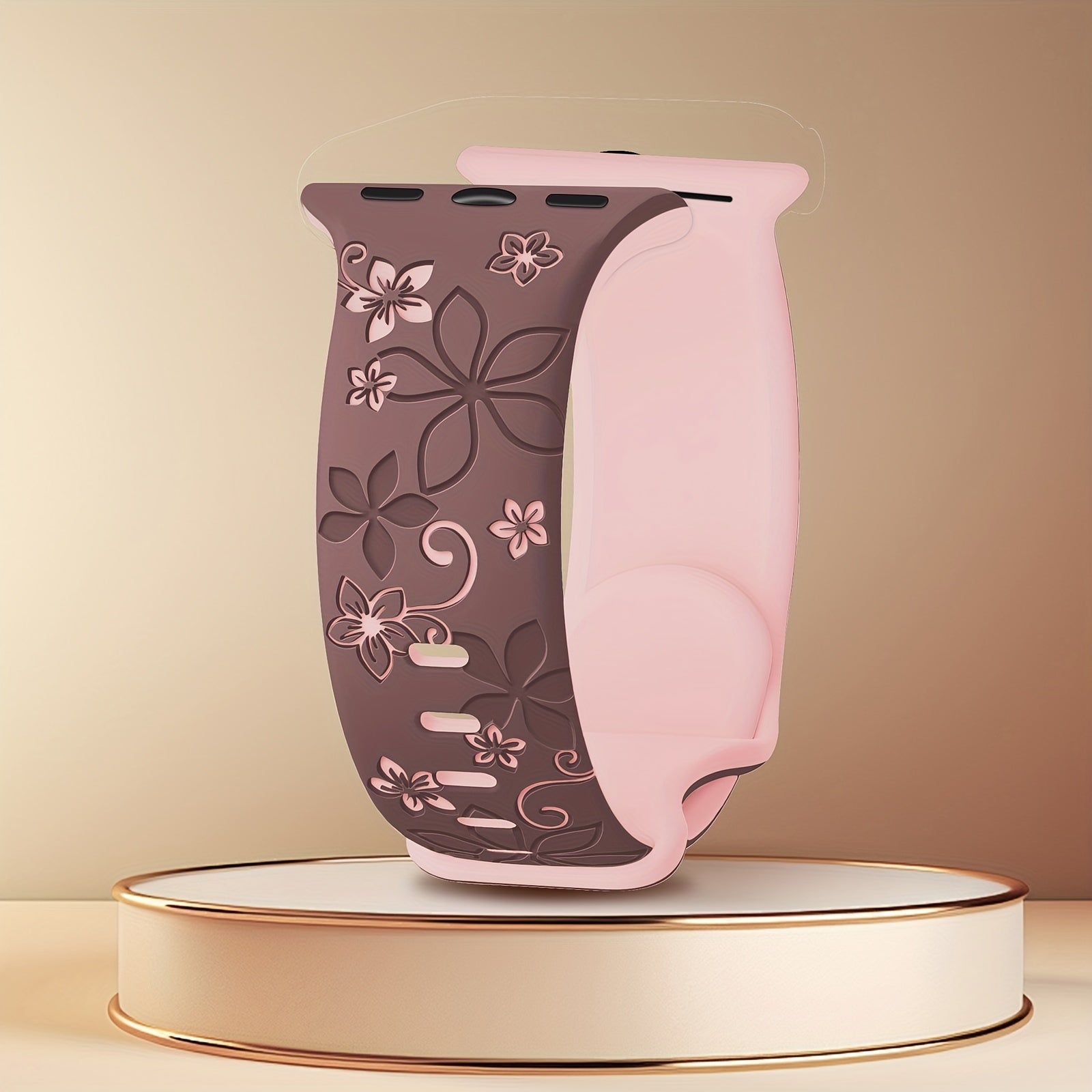 Ayollar uchun turli o'lchamlarda iWatch uchun gullar bilan o'yilgan silikon sport tasma.