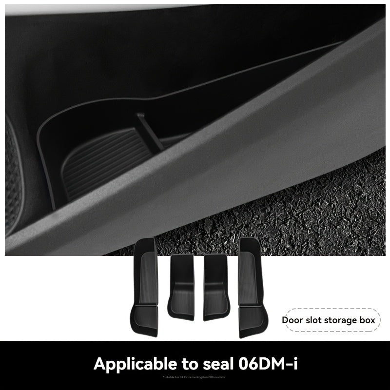 Juego de bandejas organizadoras para puertas de coche TPE negro compatible con sedán trasero y delantero 2024 2025