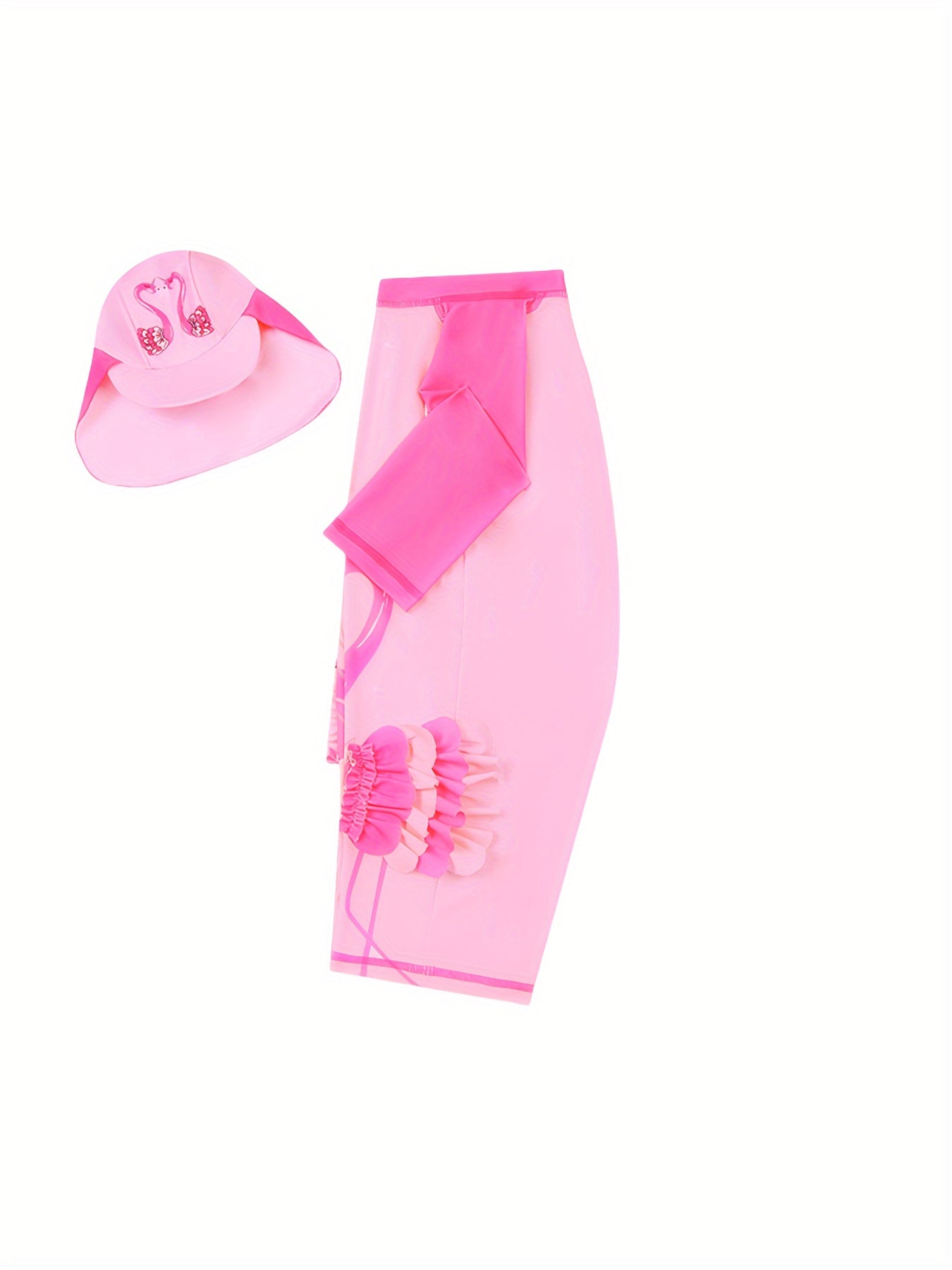 Kids' Pink Flamingo One-Piece Swimsuit Sun Protection Quick-Dry Polyester for Ages 12 and Under