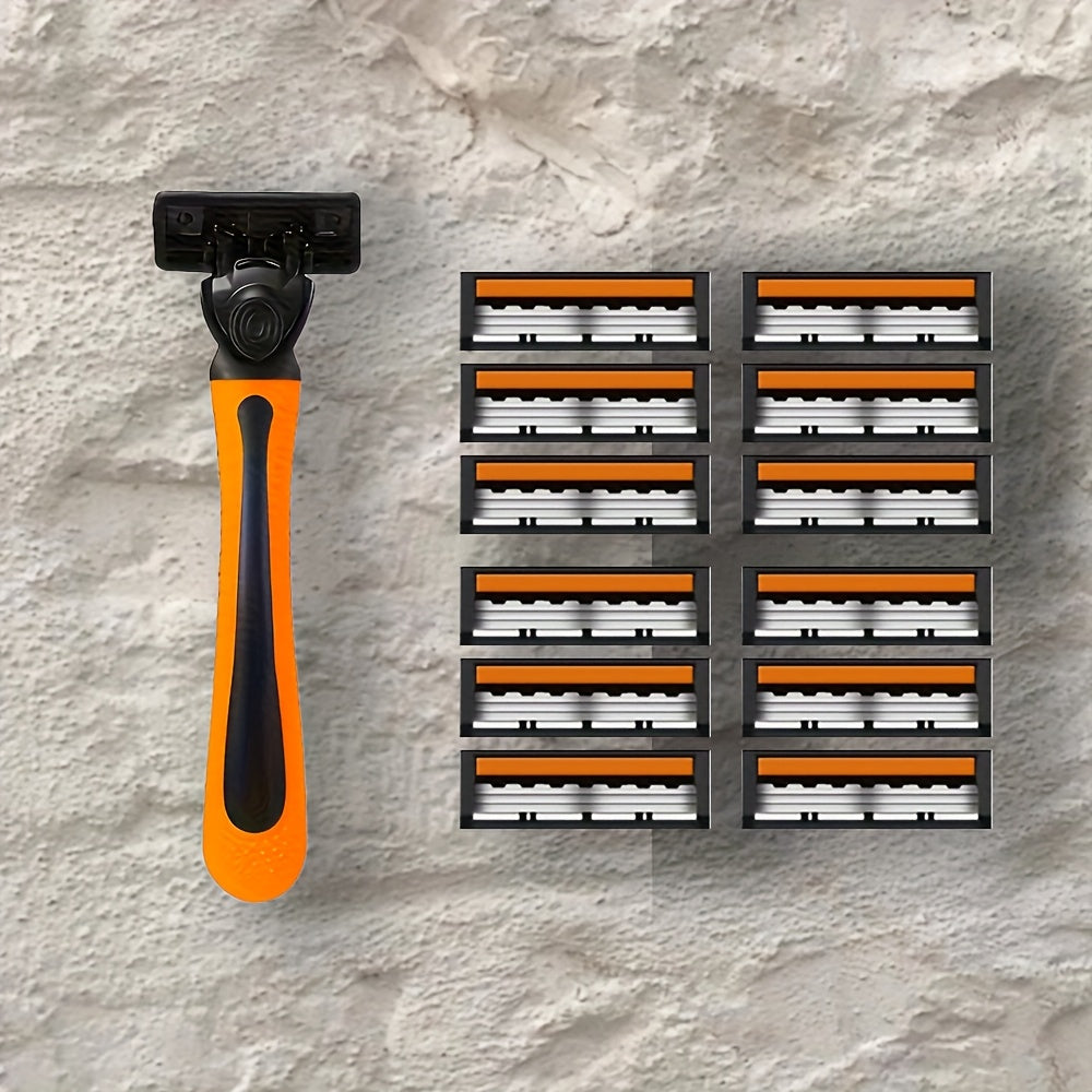 Vibrant Orange Manual Safety Razor for Men and Women with Stainless Steel Blades