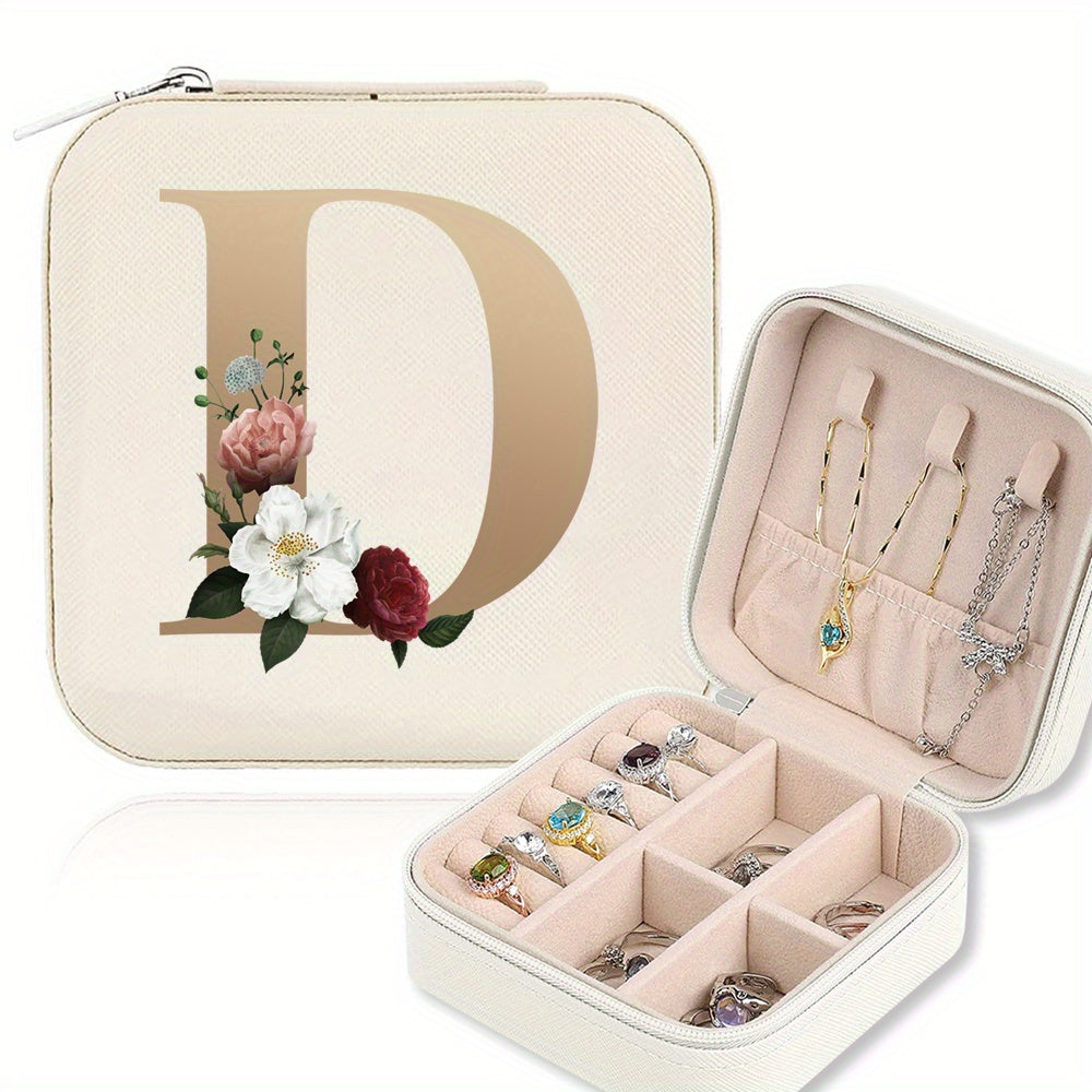 Mini Portable Zipper Jewelry Storage Box for Rings Necklaces and Studs