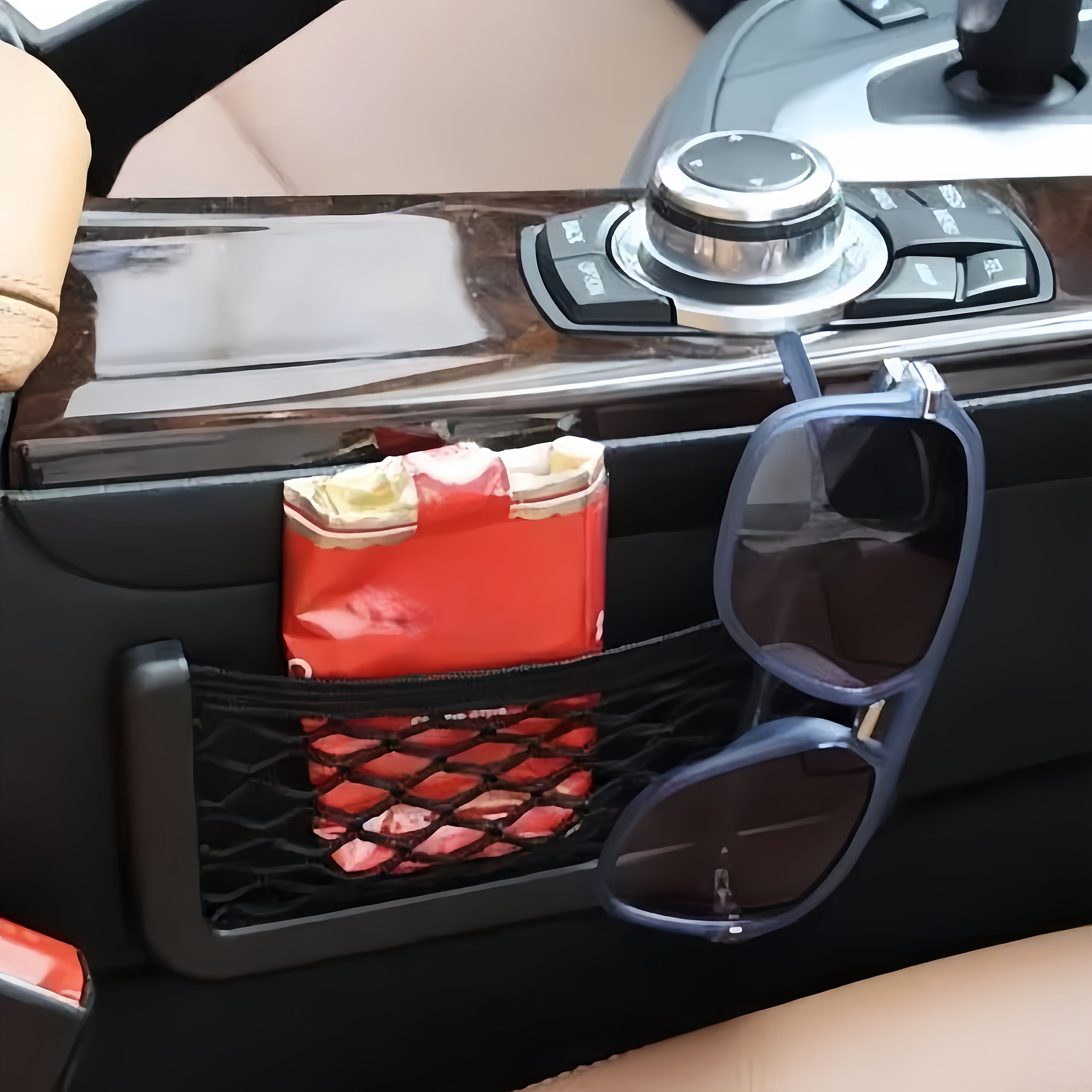 2 шт. автомобильных и туристических сетчатых ящиков для хранения, органайзер из искусственной кожи для смартфонов и необходимых вещей, черный