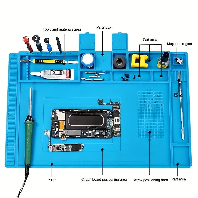 Silicone Anti-Static Workbench Mat for Electronics Heat Resistant Tool Organizer