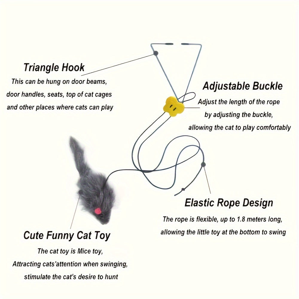 Adjustable Plush Cat Teaser Toy with Interactive Hanging Design for All Breeds