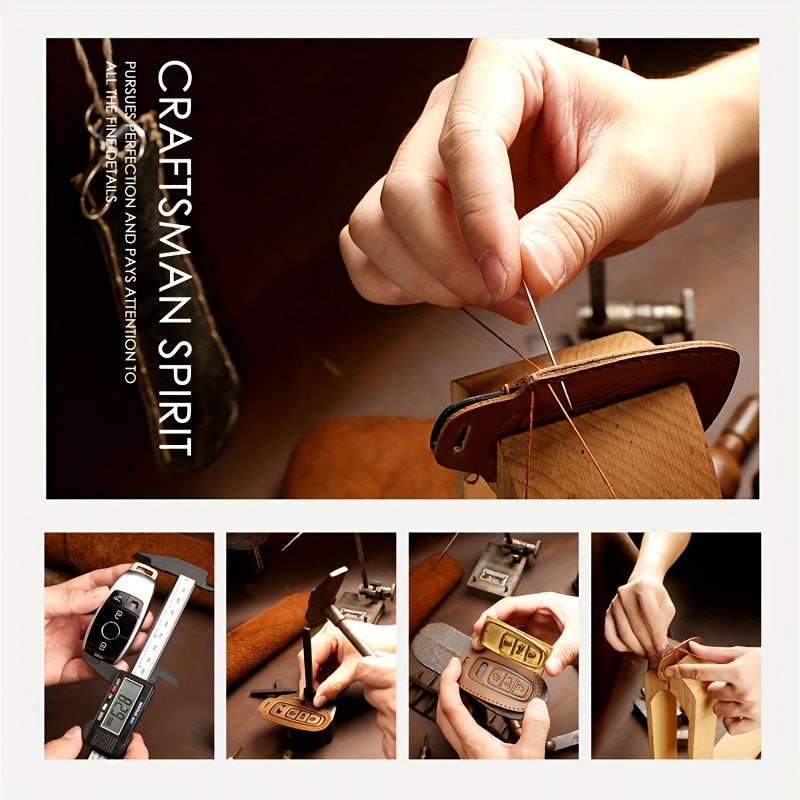 Universal PU Leather Key Fob Cover for SUV Remote with Secure Chain