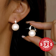 Sterling Silver Ladies Earrings with Shell Pearl Arches for Weddings and Gifts