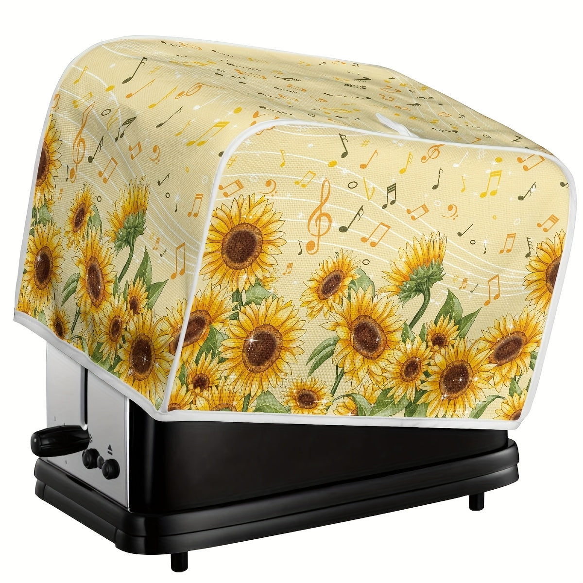 Sunflower and Music Notes Polyester Toaster Cover Small Dustproof Appliance Protector