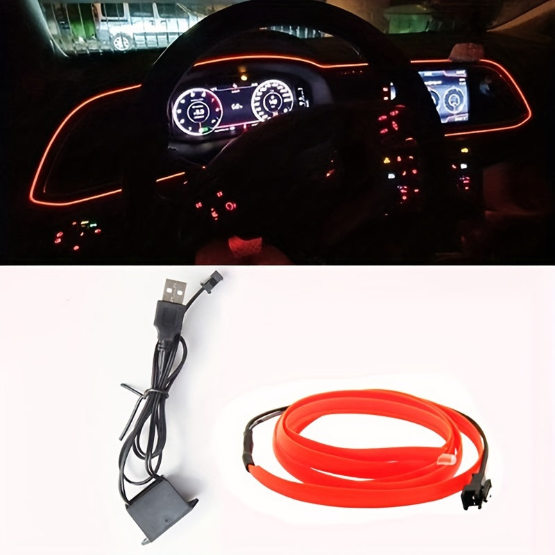 5m Car Interior LED Neon Strip Flexible Ambient Light USB Decor Diode