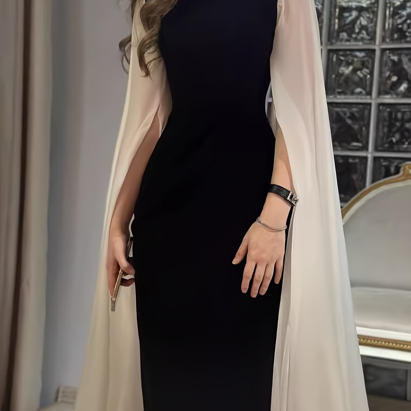 Women's Bodycon Knit Dress with Square Neck and Color Block Zipper for Spring Summer