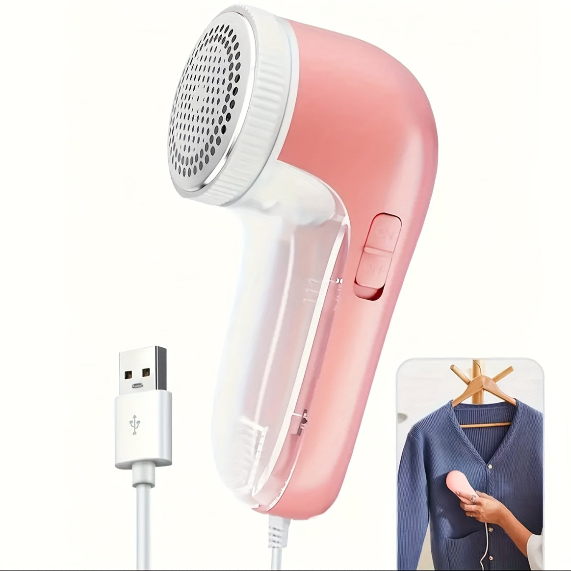 Afeitadora de tela para ropa y muebles, alimentada por USB, eliminador de pelusas de 3 hojas en verde y rosa