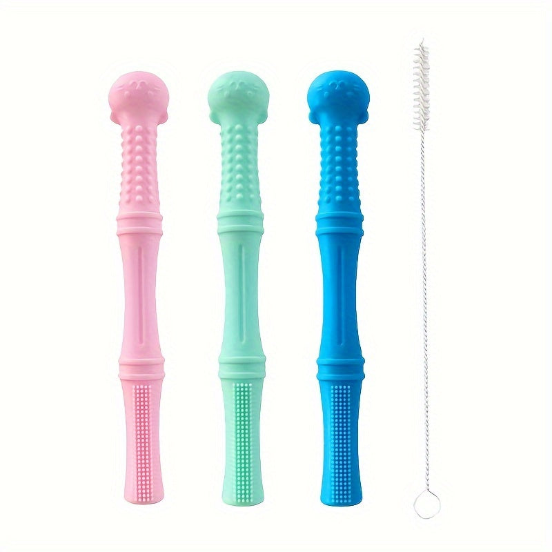 Hollow Silicone Baby Teething Tubes Toys for Infants 6-12 Months Pack of 1-5